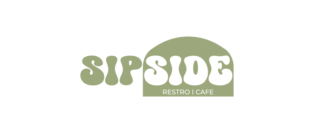 SIPSIDE logo in bold playful font with RESTRO CAFE below